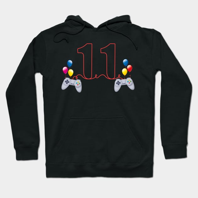 11th Birthday Boy Toddlers Video Gamer Hoodie by Msafi